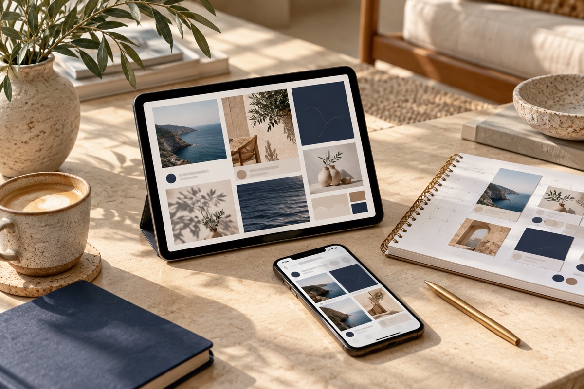 Illustrative digital marketing scene