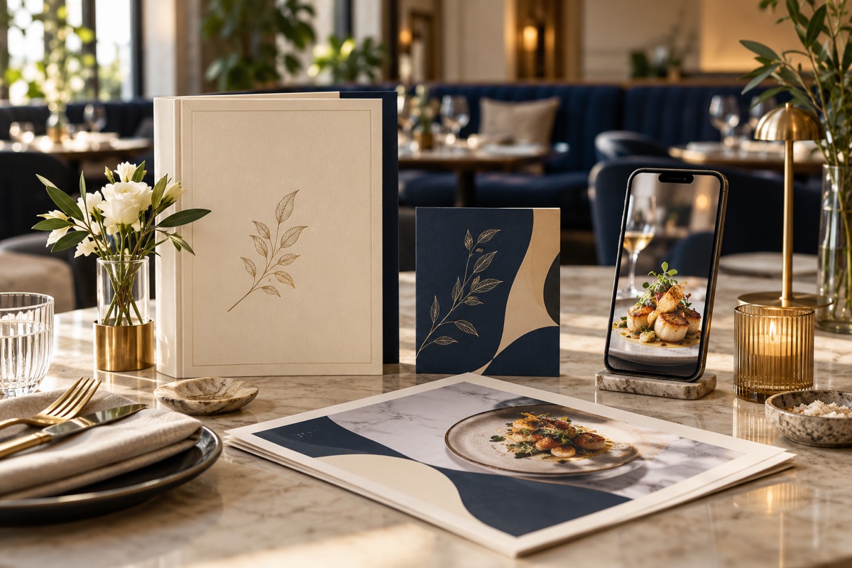 Illustrative restaurant marketing scene
